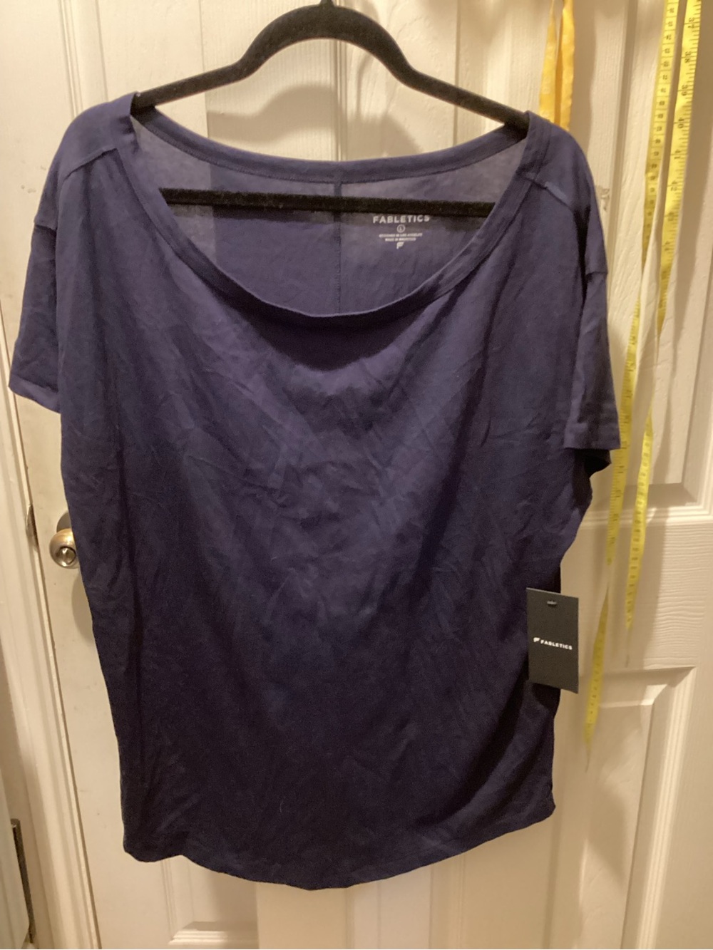 Fabletics Navy Blue Scoop Neck Short Sleeve Top